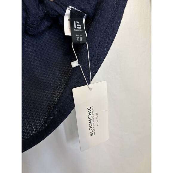 NWT Bloomchic Plus Sz 26 4X Blue Crossover Hem Waffle Knit Long Sleeve Top - Picture 6 of 15